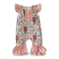 Cow Print Flutter Sleeve Ruffle Baby Girls Romper