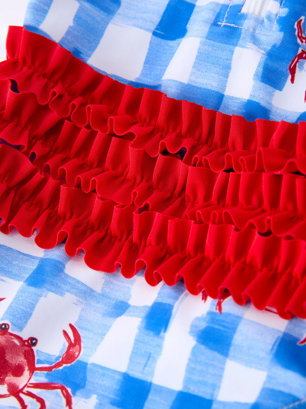Summer Crab Girl Long Sleeve Ruffle One Piece Swimsuit