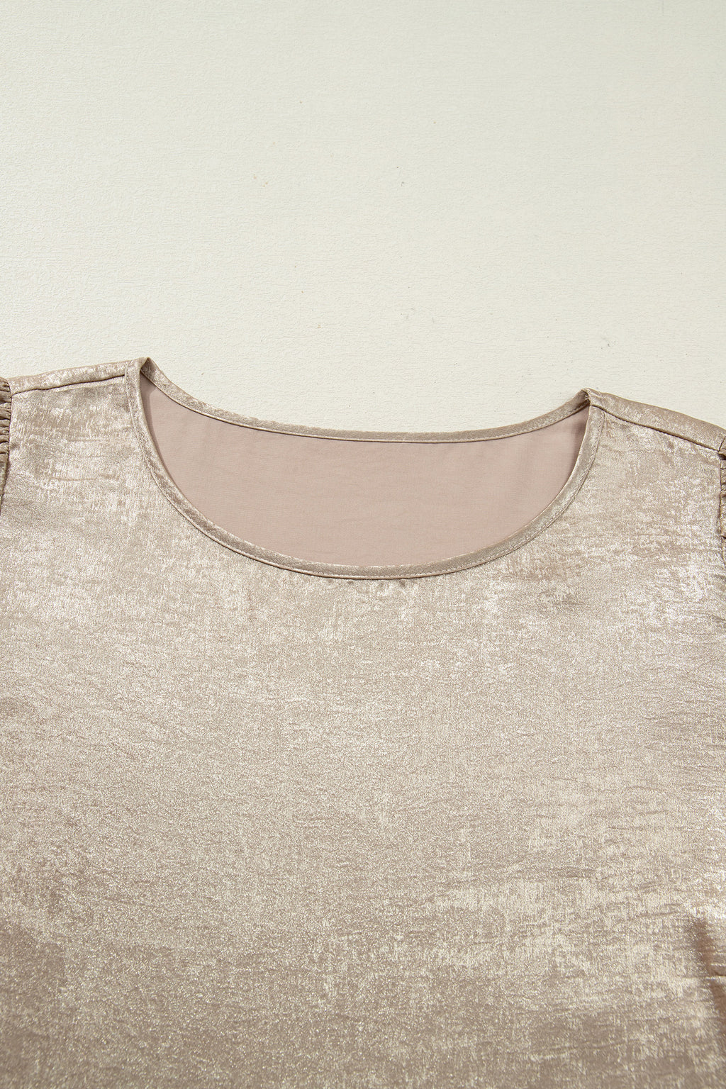 Apricot Plus Size Metallic Long Flounce Sleeve Blouse