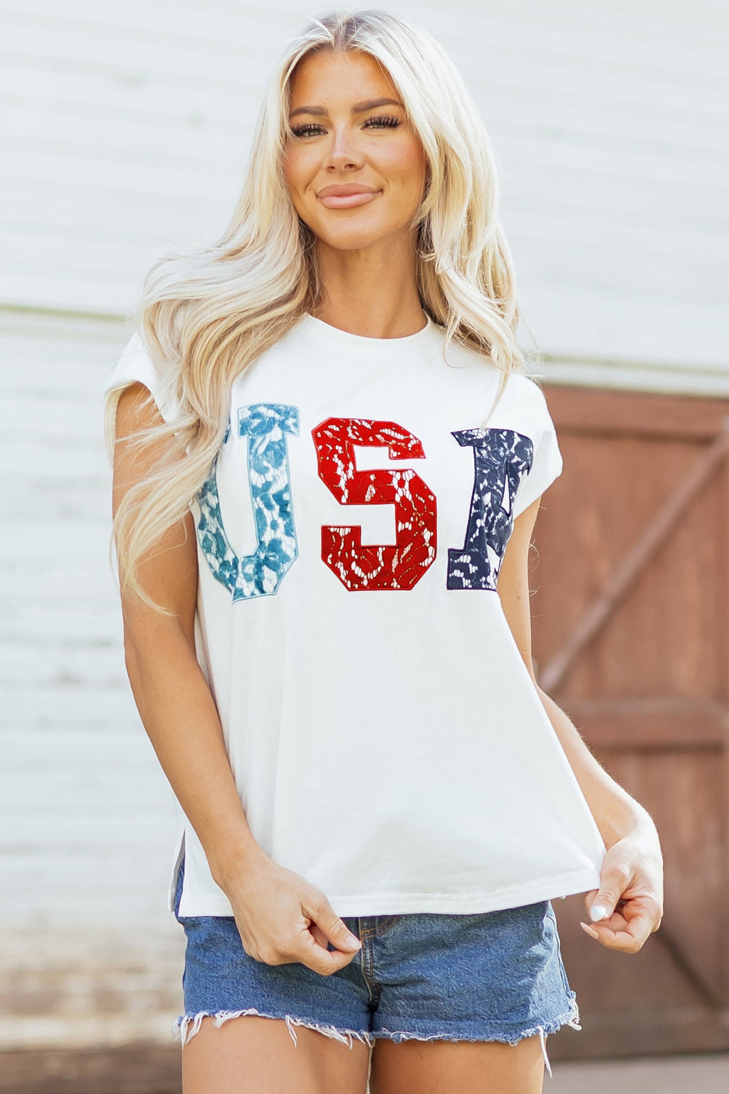 USA Colorblock Letter Dolman Sleeve Tee