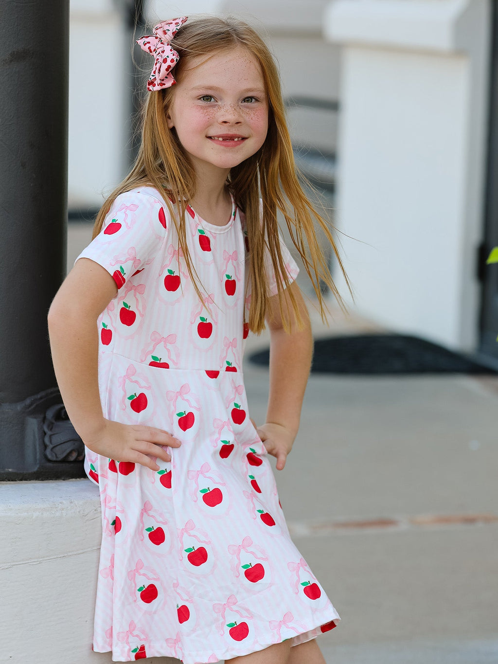 Back to School Apple Striped Sweet Girl Dress