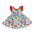 Flutter Sleeves Cat Elephant Fish Kids Girls Dress