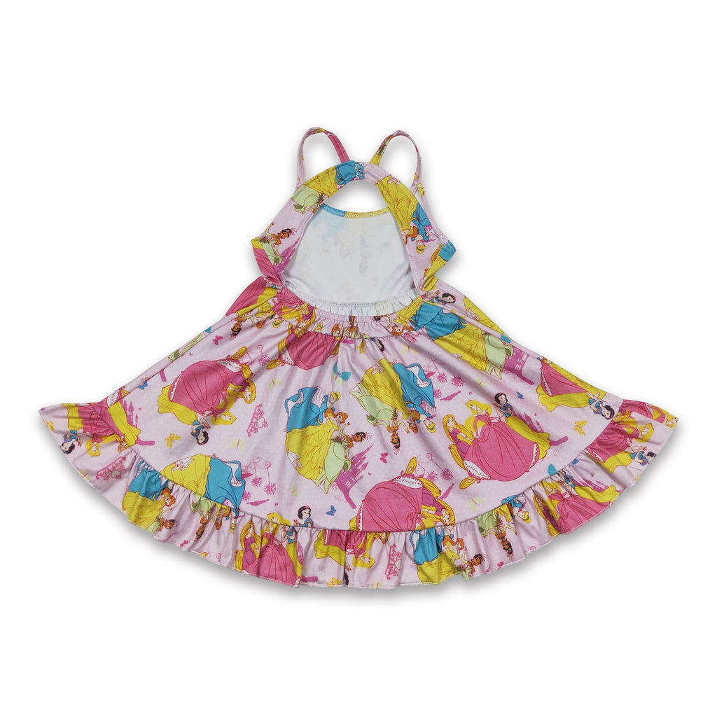 Sleeveless Princess Pink Cute Baby Girls Summer Dress