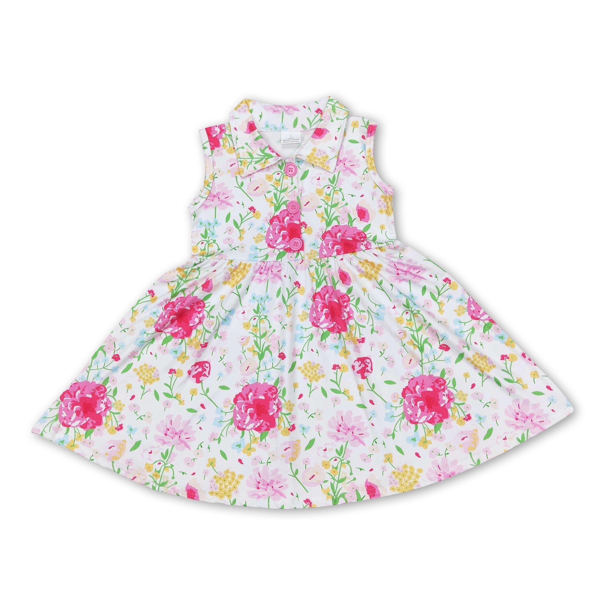 Sleeveless Floral Polo Baby Girls Dress