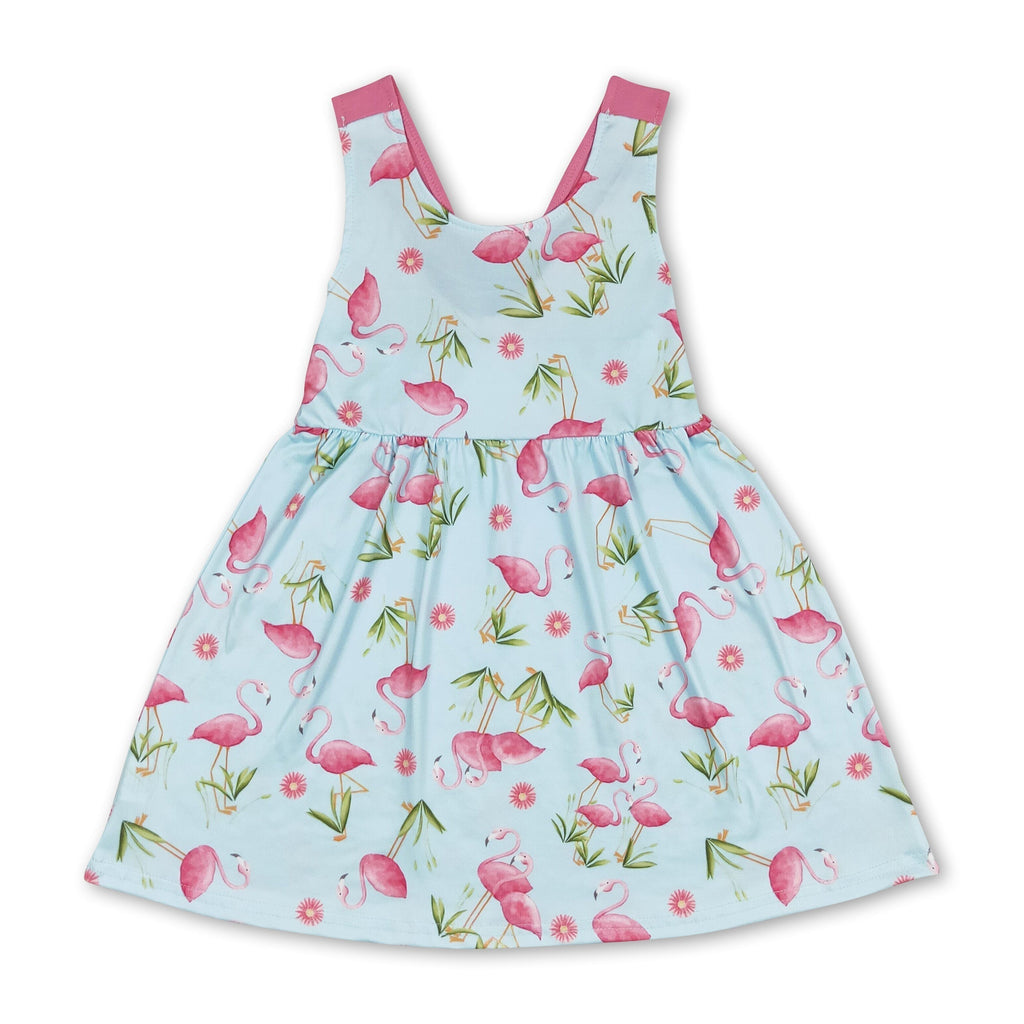 Sleeveless Flamingo Baby Girls Summer Dress