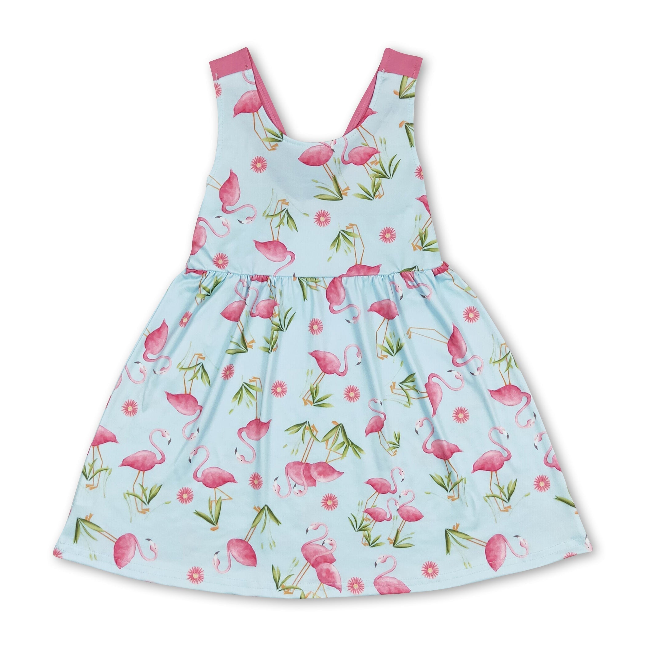 Sleeveless Flamingo Baby Girls Summer Dress