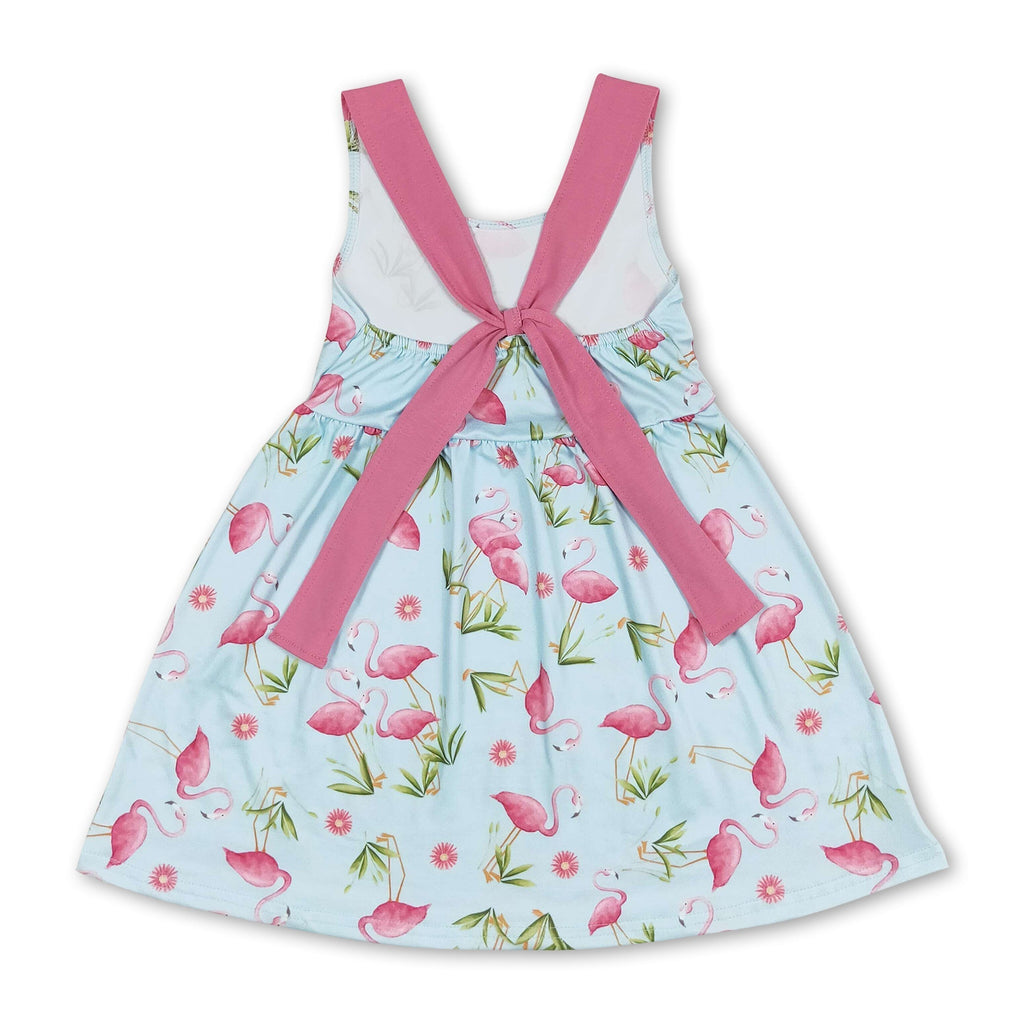 Sleeveless Flamingo Baby Girls Summer Dress