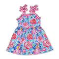 Plaid Straps Floral Spring Summer Dress