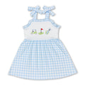 Light Blue Plaid Straps Golf Summer Dress