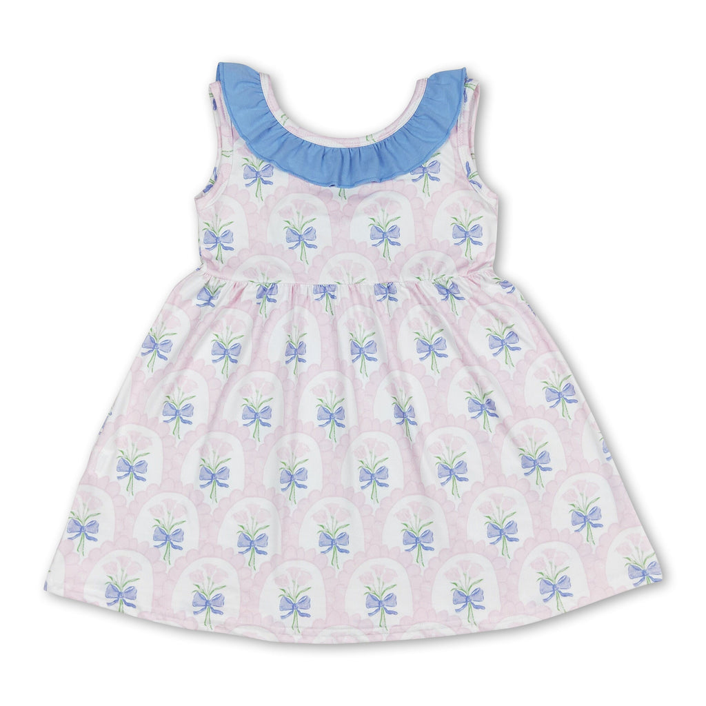 Bow Backless Sleeveless Floral Summer Dress