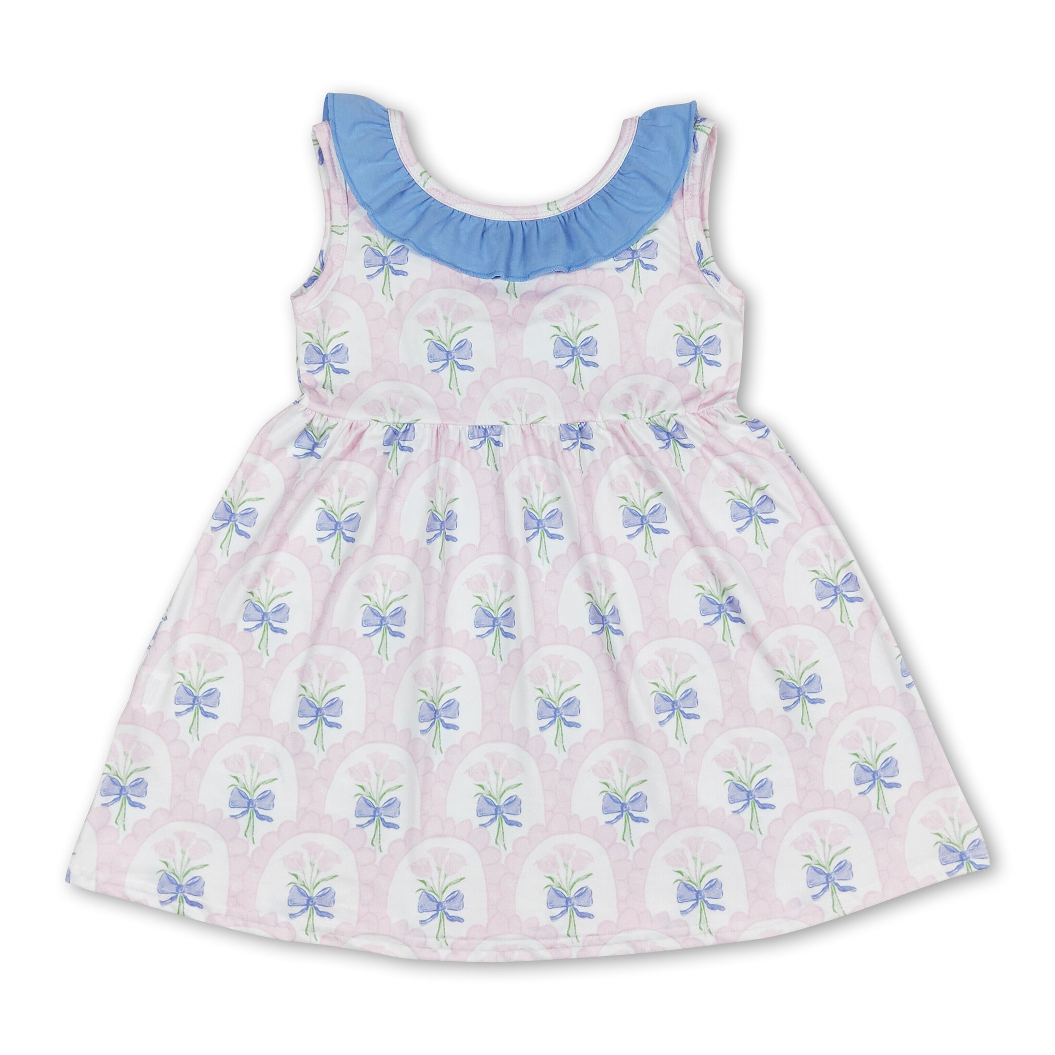 Bow Backless Sleeveless Floral Summer Dress