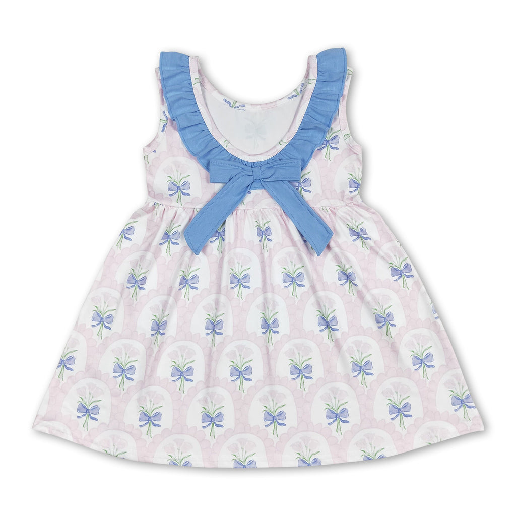 Bow Backless Sleeveless Floral Summer Dress