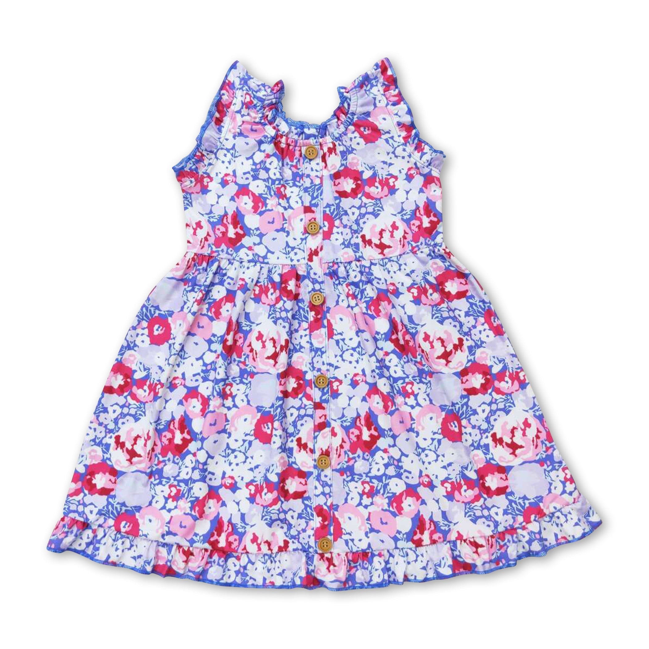 Sleeveless Lavender Floral Baby Girls Summer Dress