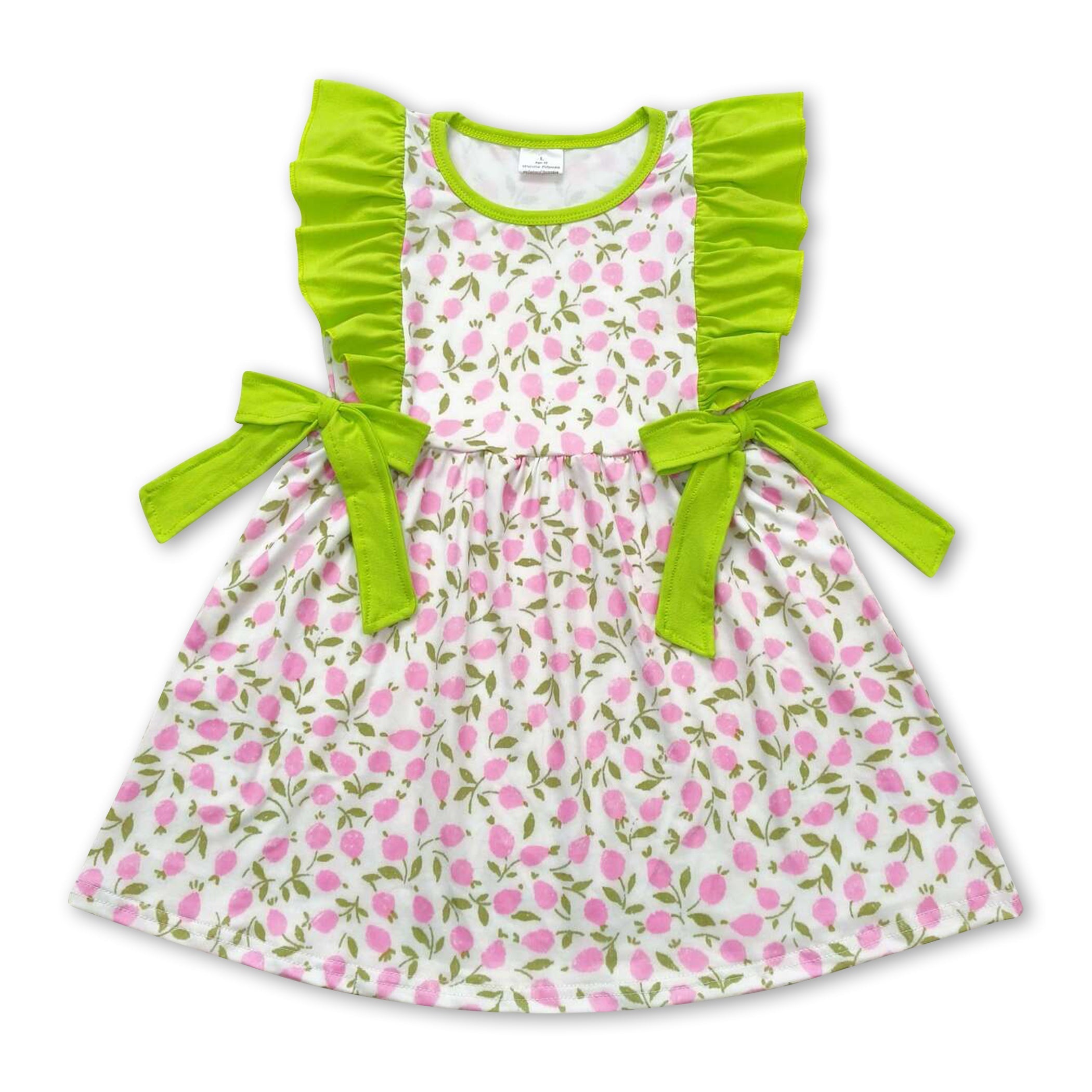 Flutter Sleeves Pink Floral Baby Girls Spring Dresses