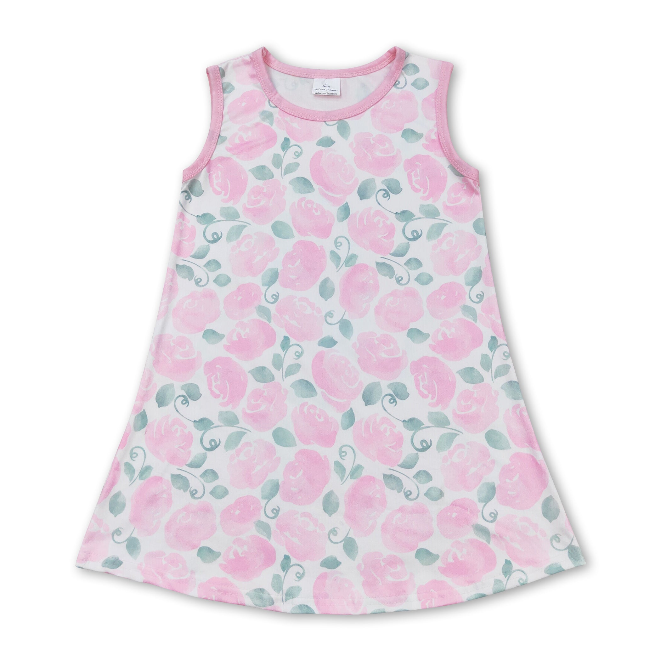 Pink Sleeveless Floral Baby Girls Summer Dress