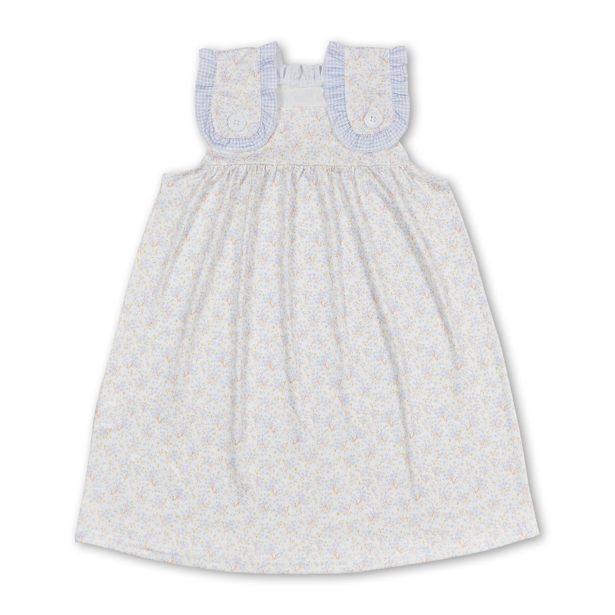 Plaid Sleeveless Floral Kids Girls Summer Dresses