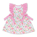 Pink Ruffle Sleeves Floral Kids Girls Spring Dress