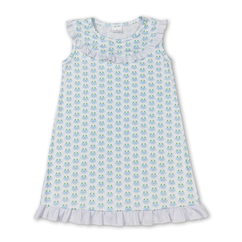 Sleeveless Crab Ruffle Baby Girls Summer Dresses