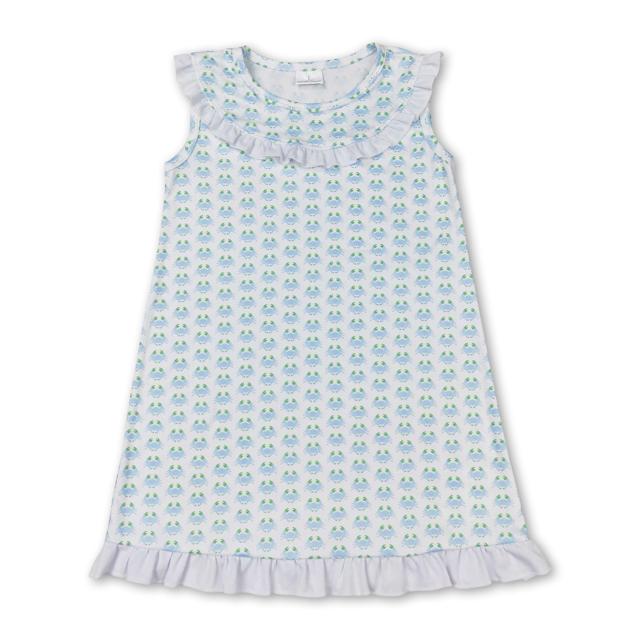 Sleeveless Crab Ruffle Baby Girls Summer Dresses