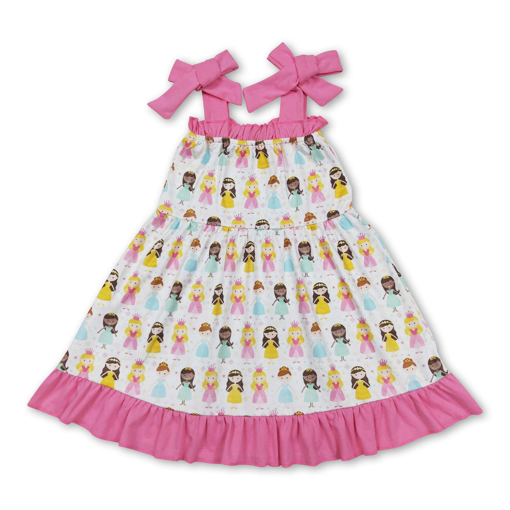Pink Straps Princess Kids Girls Summer Dresses