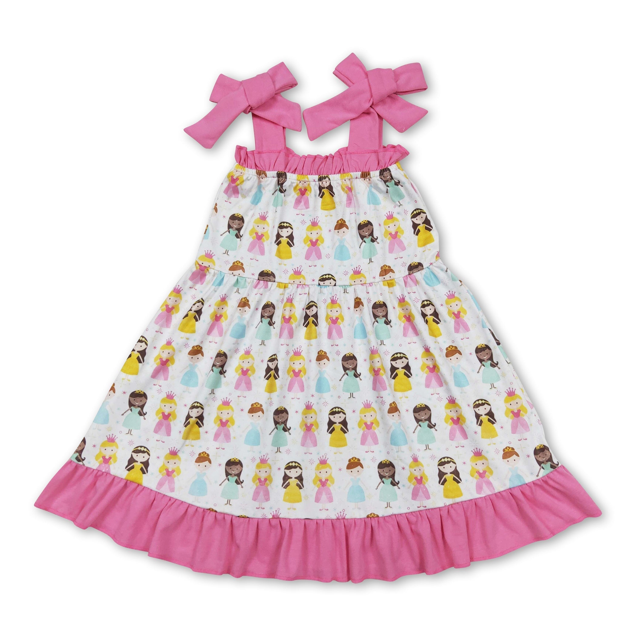 Pink Straps Princess Kids Girls Summer Dresses