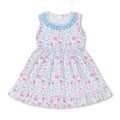 Light Blue Ruffle Sleeveless Floral  Girls Summer Dress