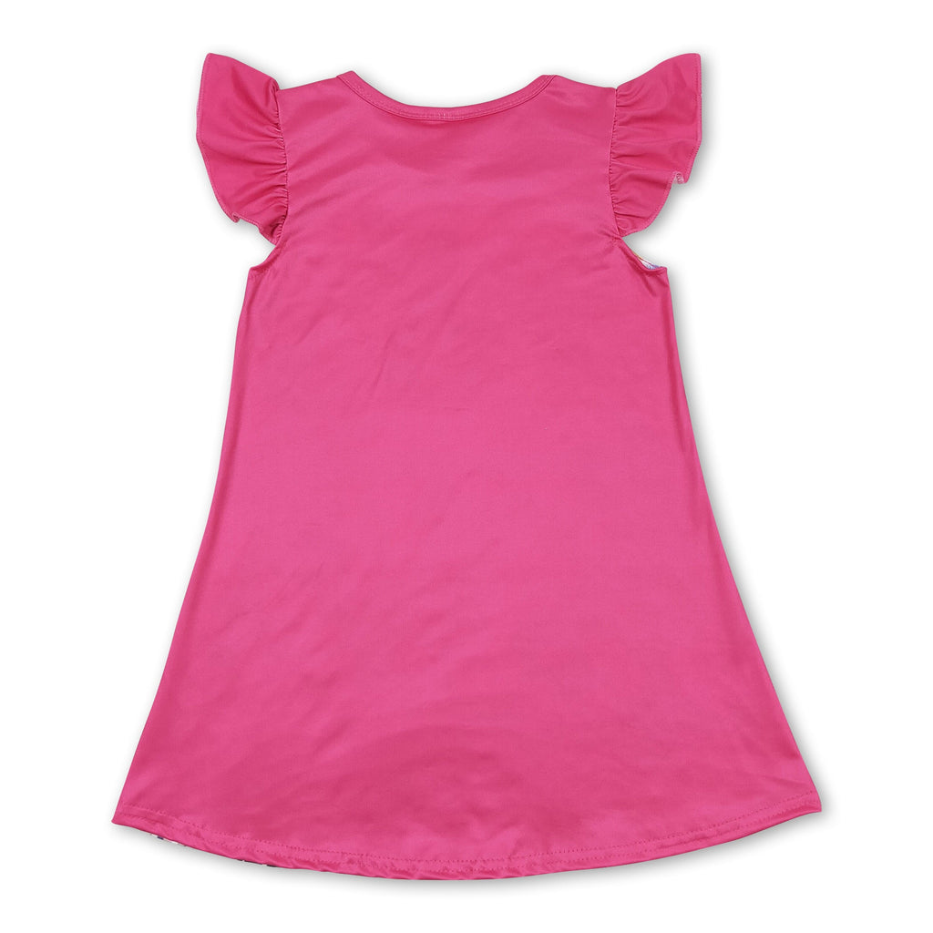 Hot Pink Flutter Sleeves Sunglasses Singer Girls Dresses