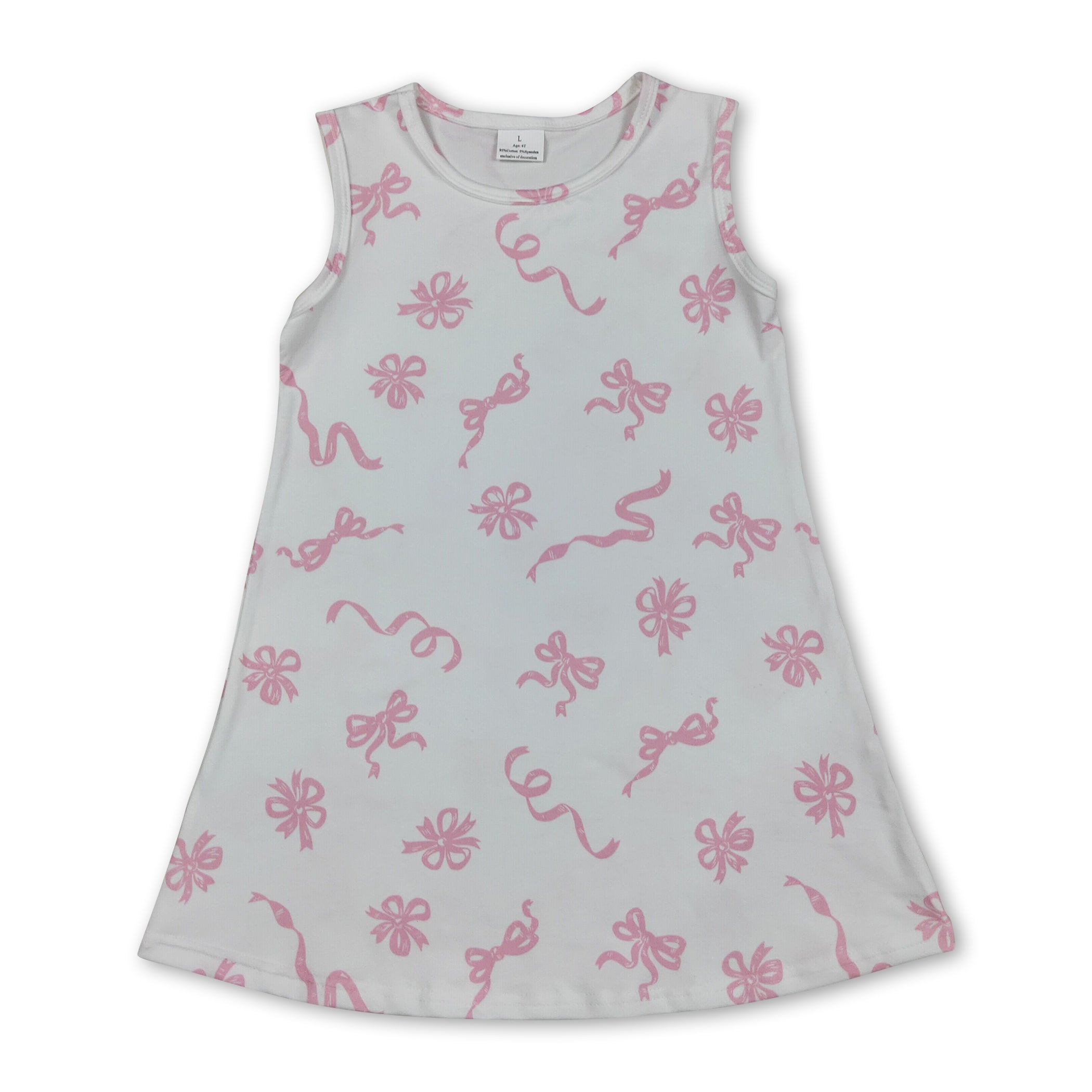 Sleeveless Pink Bow Summer Dress