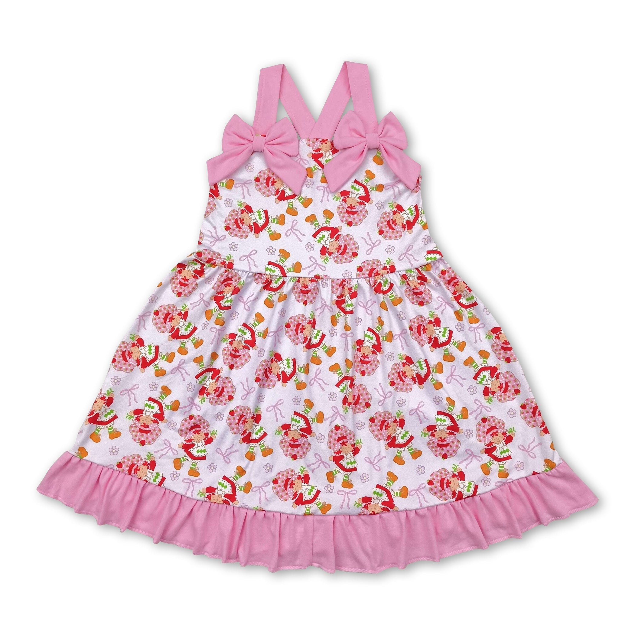 Pink Straps Strawberry Bow Dress