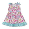 Sleeveless Rainbow Floral Butterfly Party Girls Dress