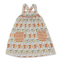 Straps Orange Bows Stripe Pocket Fall Dress