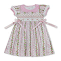 Short Sleeve Bow Smocked Floral Summer Dress