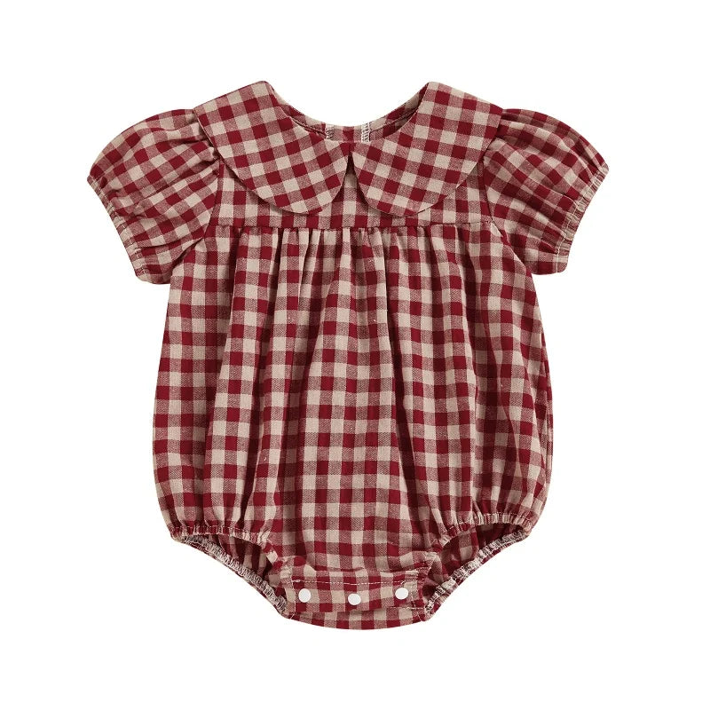 Adorable Baby Girl Plaid Romper