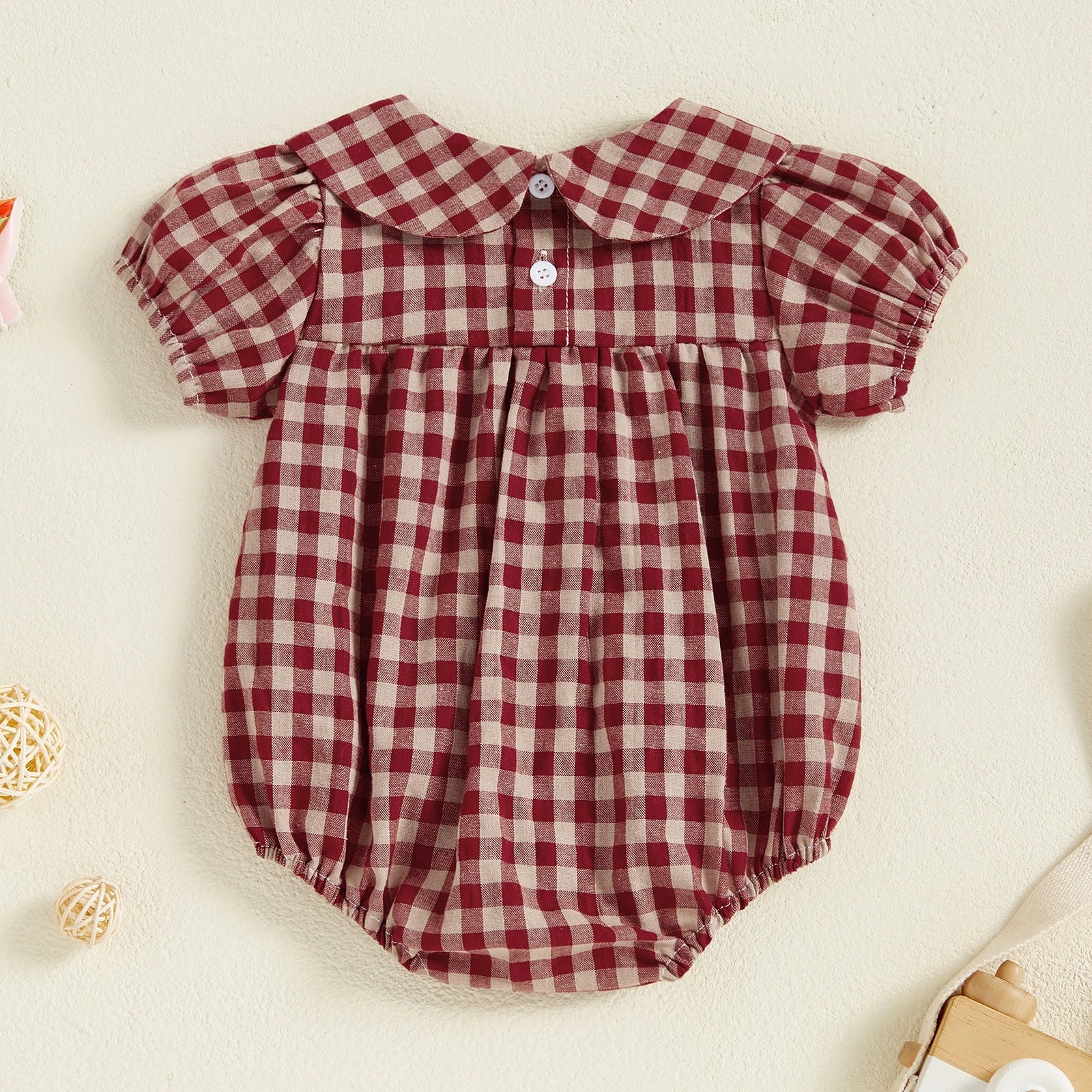 Adorable Baby Girl Plaid Romper