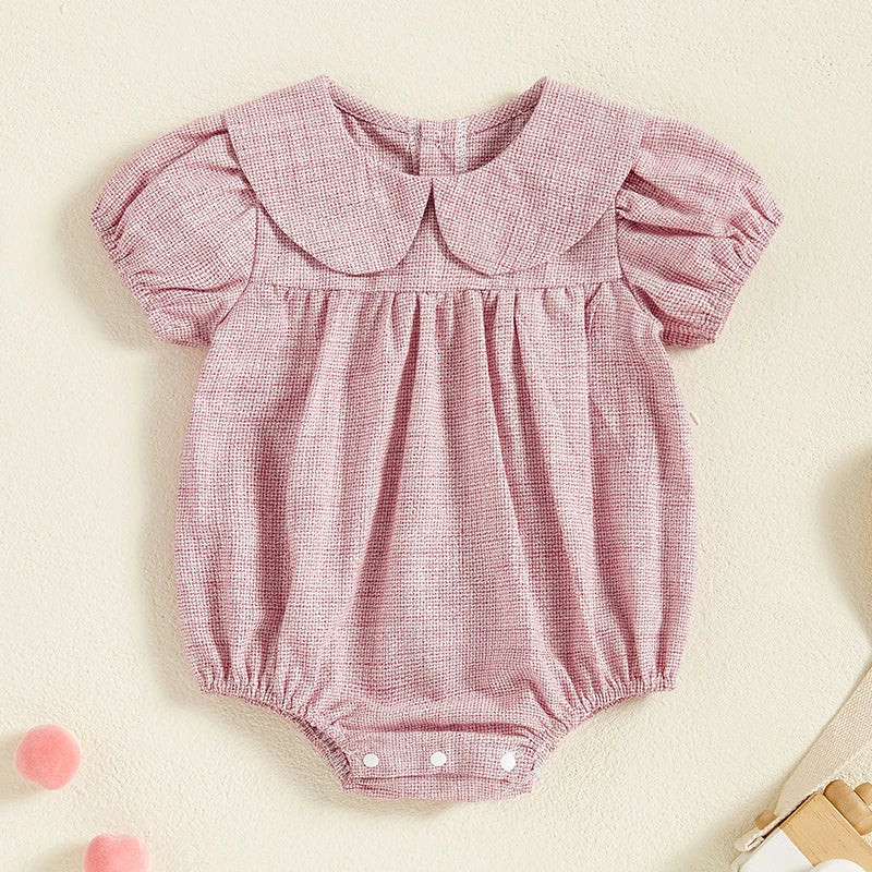 Adorable Baby Girl Plaid Romper