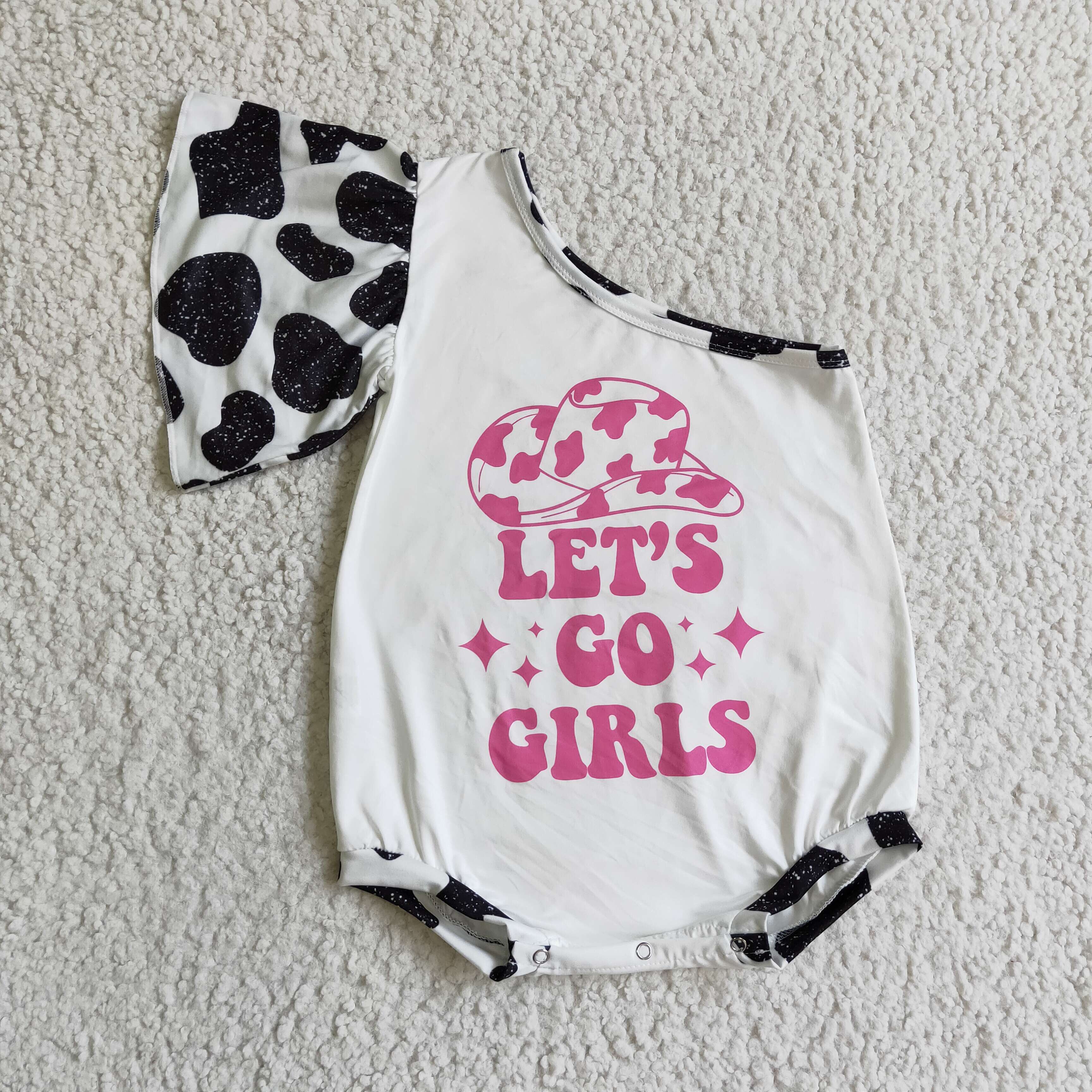 Let's Go Girls One Shoulder Baby Kids Western Romper