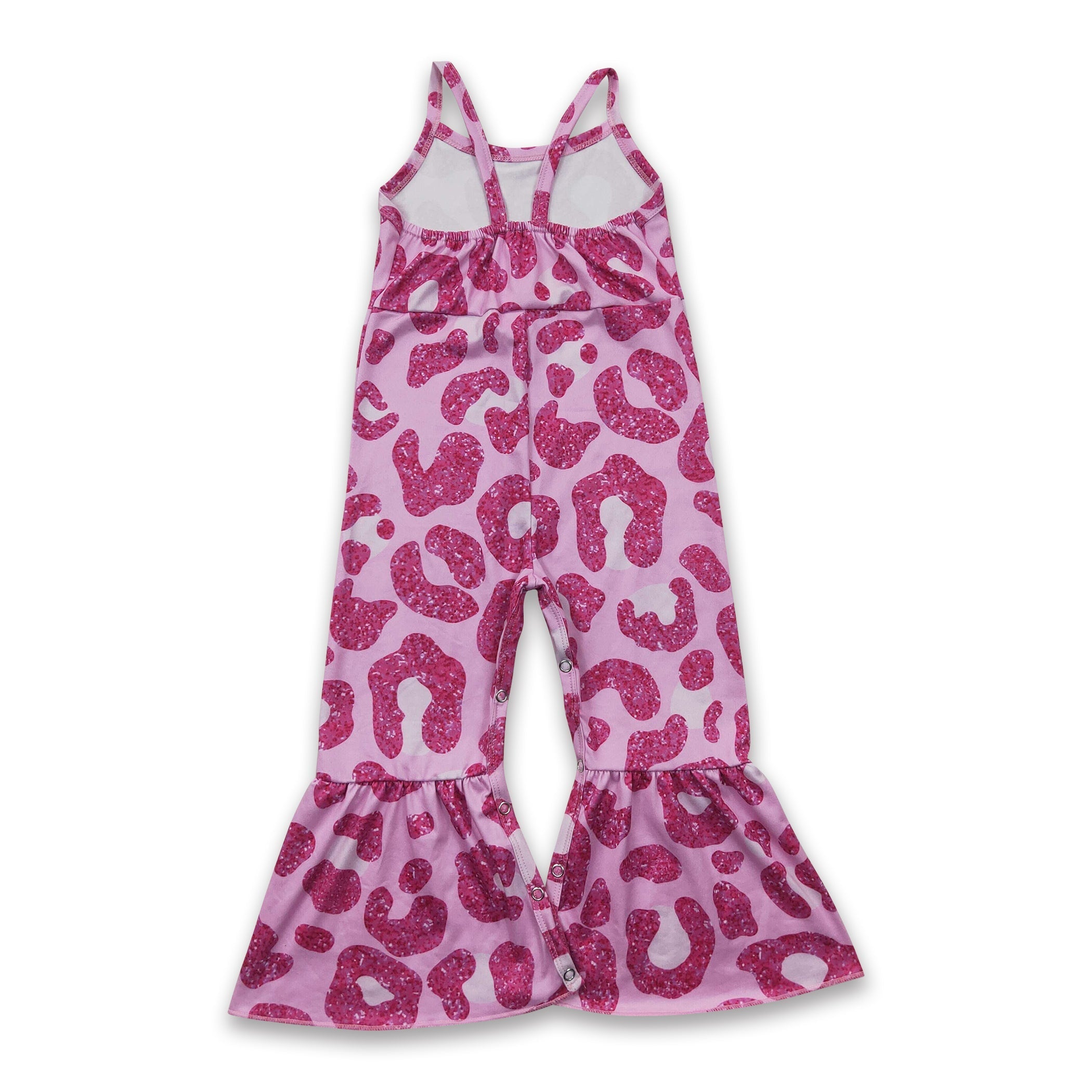 Hot Pink Leopard Sleevess  Girls Jumpsuit
