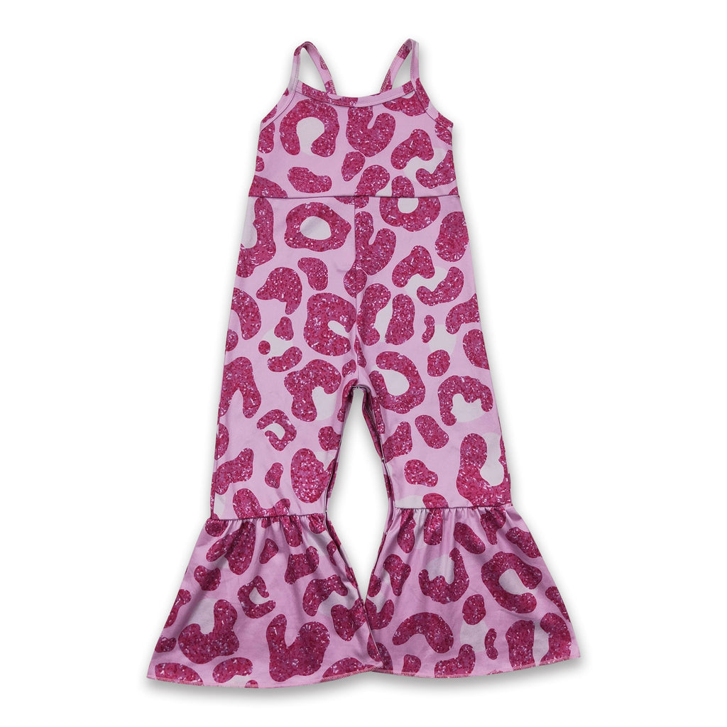 Hot Pink Leopard Sleevess  Girls Jumpsuit