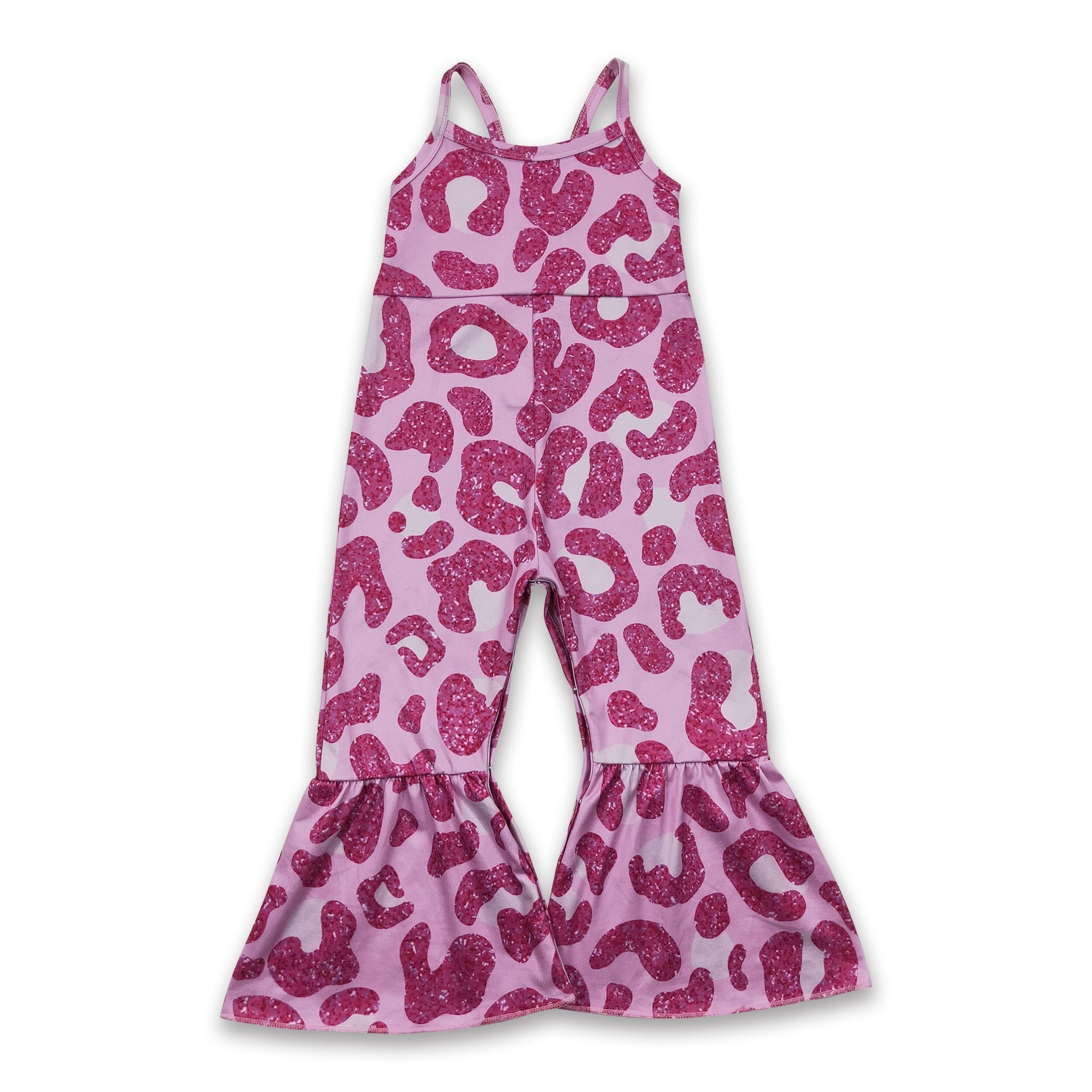 Hot Pink Leopard Sleevess  Girls Jumpsuit