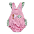Baseball Embroidery Bubble Baby Girls Romper