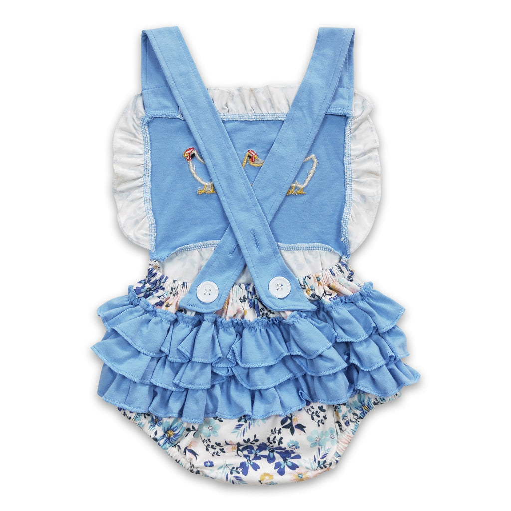 Chicken Floral Bummies Baby Girls Romper