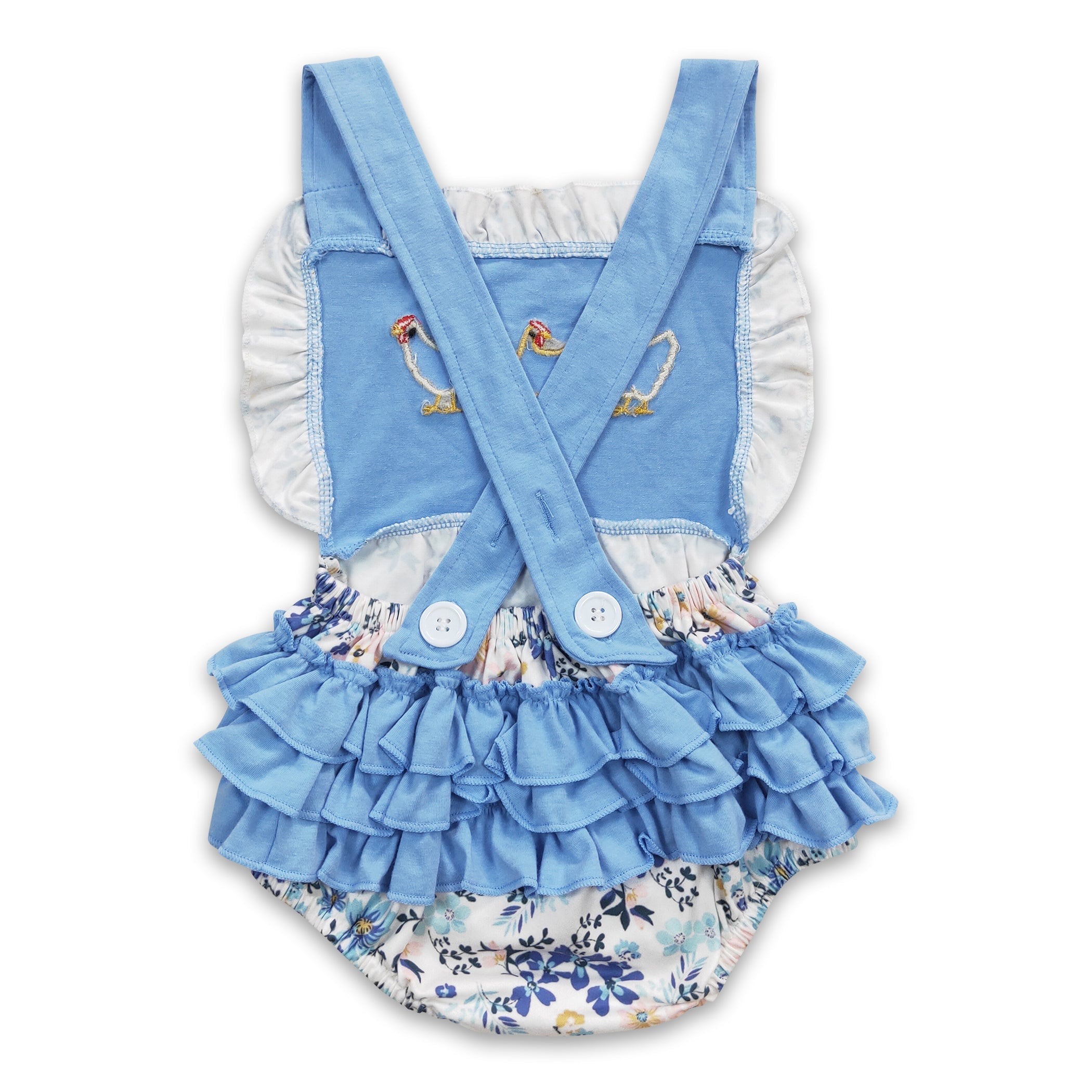Chicken Floral Bummies Baby Girls Romper