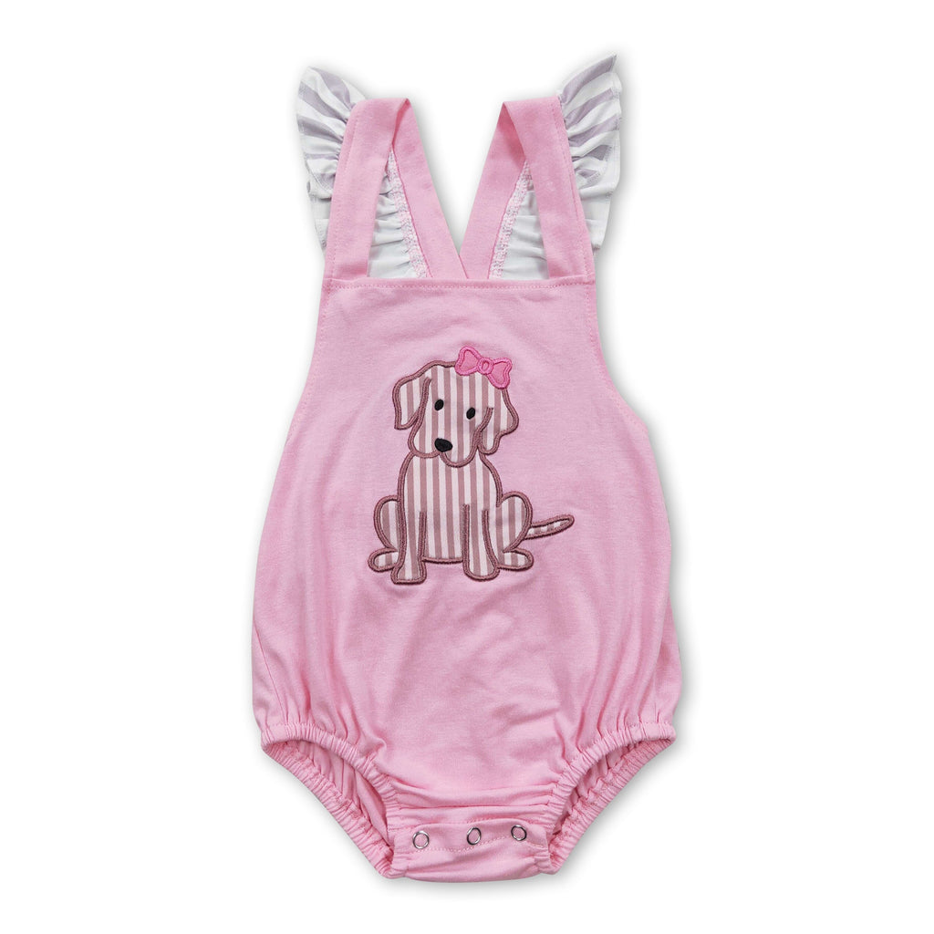 Pink Dog Cute Baby Girls Summer Romper