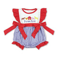 Cow Chicken Pig Horse Farm Girl Romper