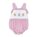 Pink Stripe Boat Baby Girls Summer Romper