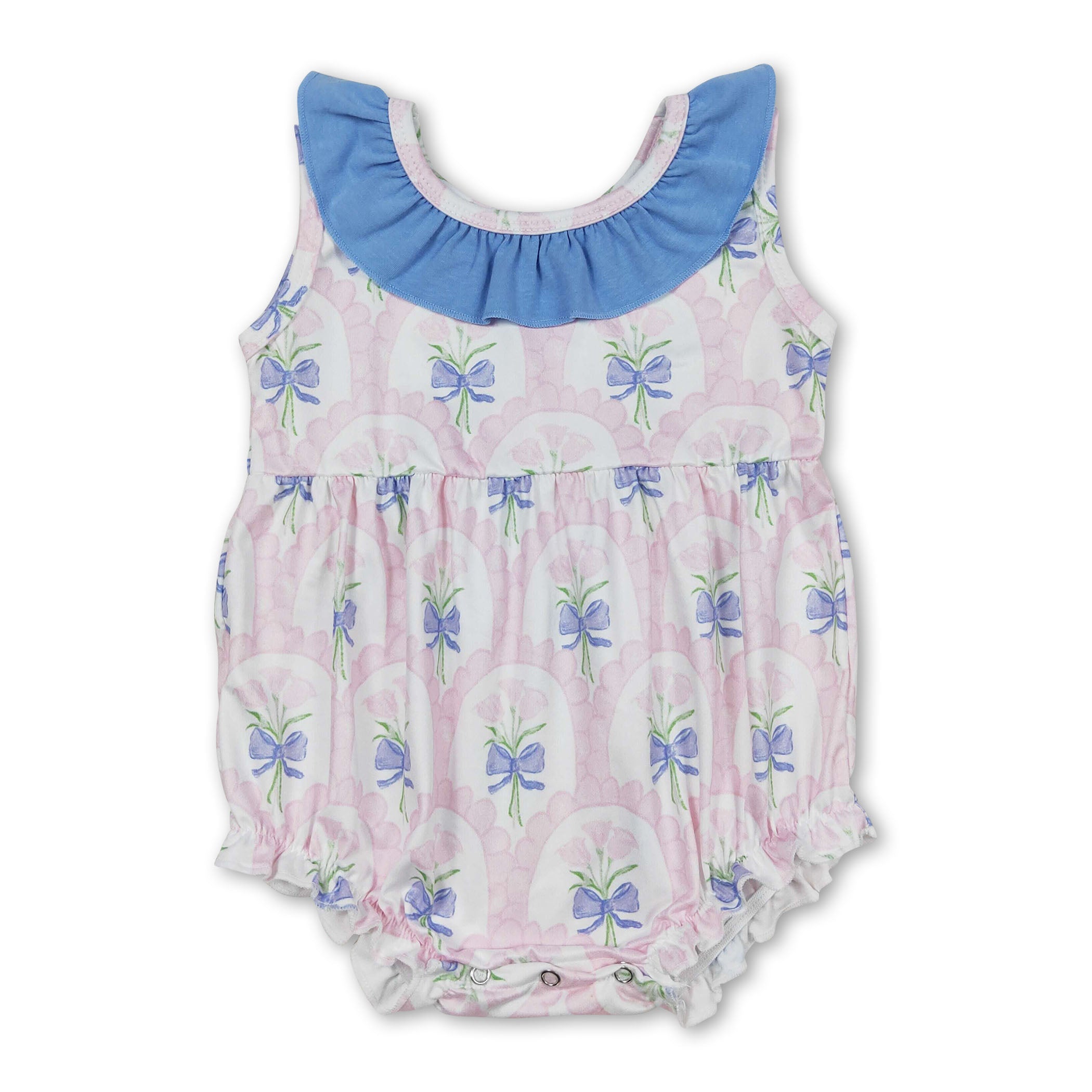 Sleeveless Pink Floral Baby Girls Romper