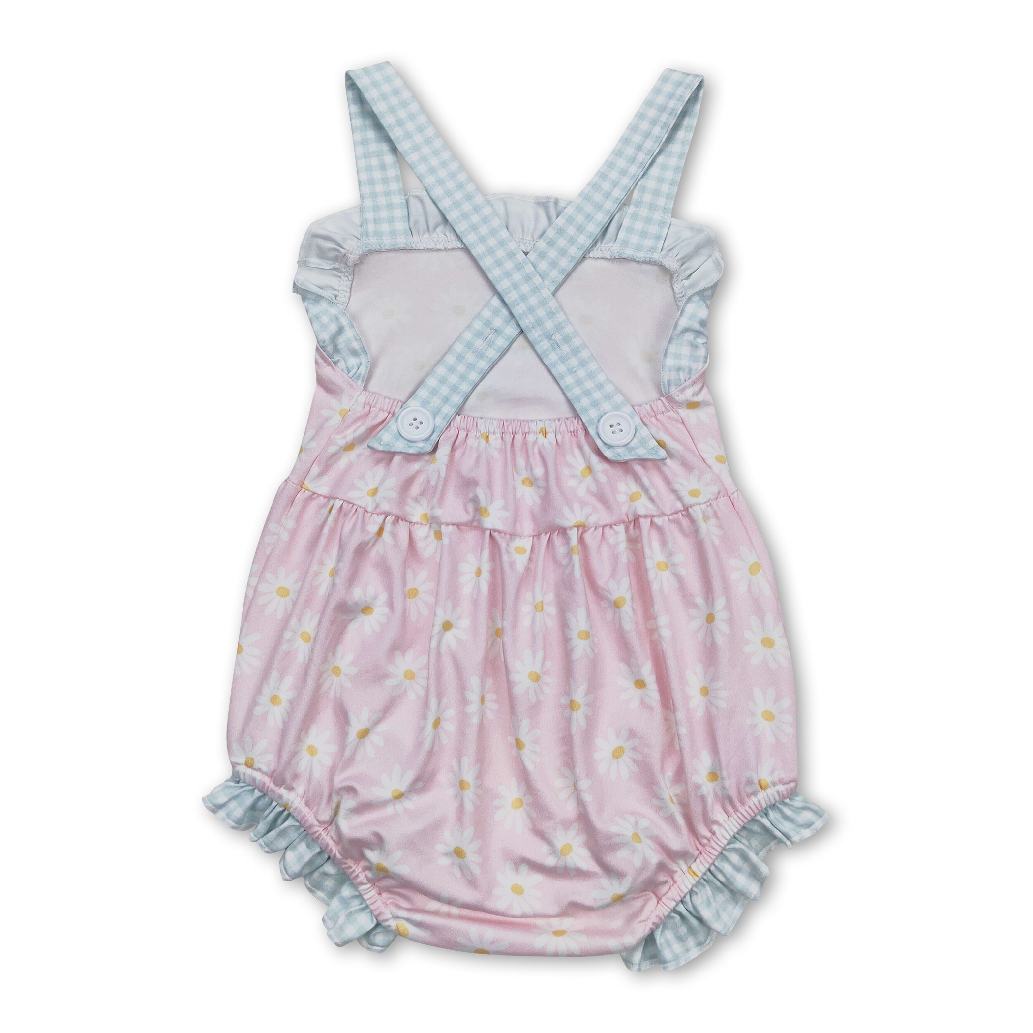 Plaid Straps Daisy Baby Girls Summer Romper