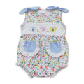 Sleeveless Butterfly Floral Pockets Baby Girls Romper