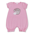 Pink Short Sleeves Baseball Baby Girls Romper