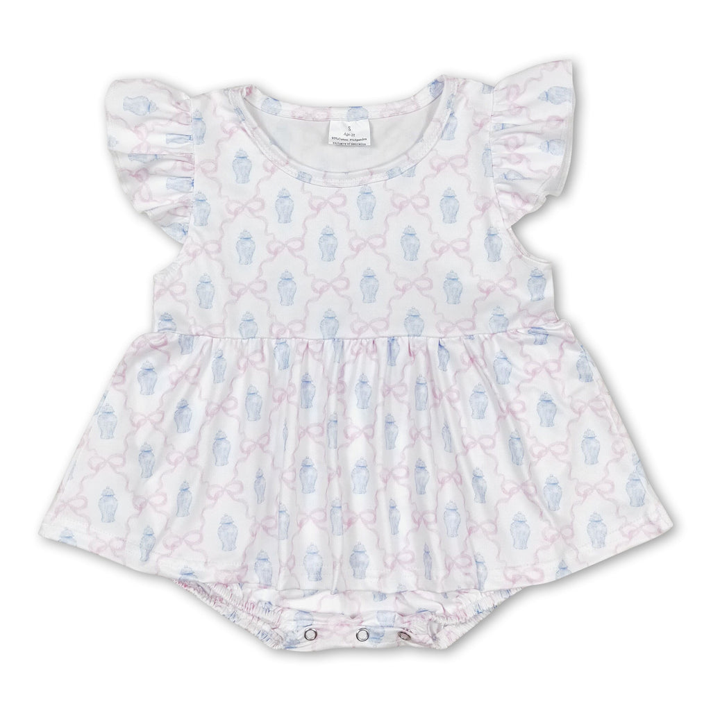 Flutter Sleeves Bow Baby Girl Summer Romper